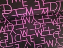 Jacquard Strickstoff Buchstaben, pink/schwarz